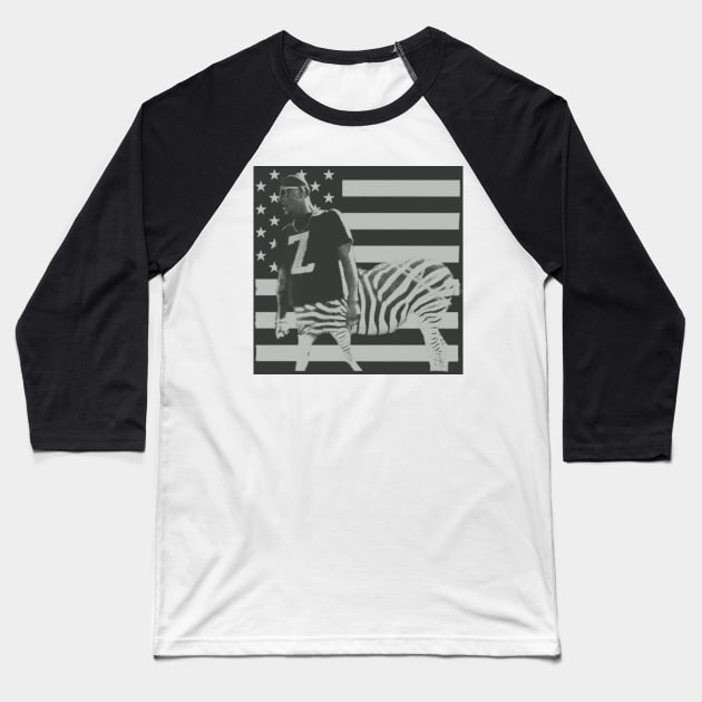 Zebra in America Z-Shirt Baseball T-Shirt by zillazdoogin